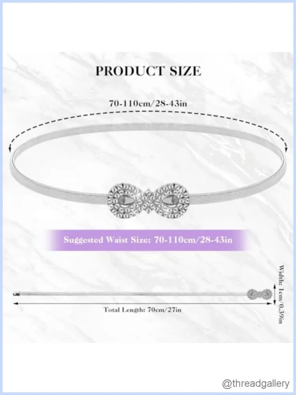 Rhinestone Chain Belt Elastic Skinny Waist Belt Crystal Rope Belt